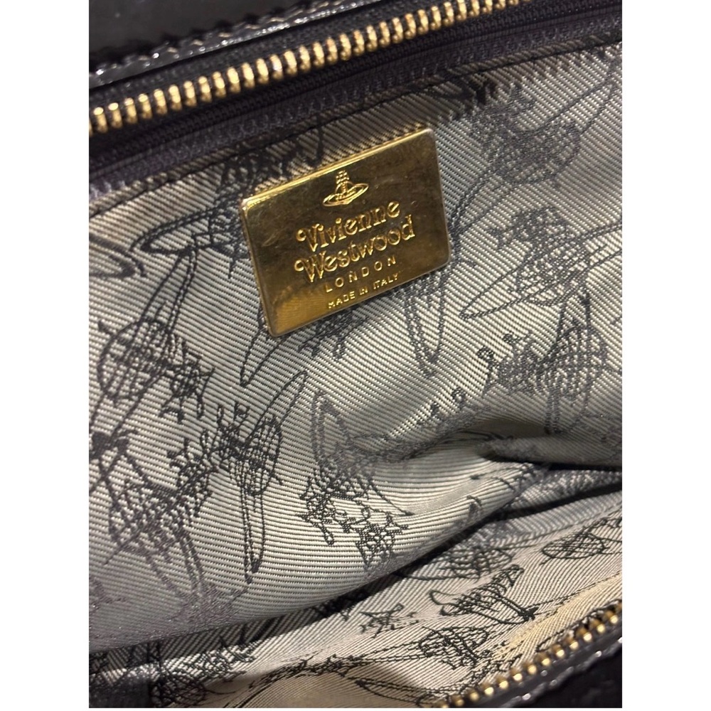 Vivienne Westwood Black &Brown Checkered Handbag w/ Patent Leather Accents! VTG! - Picture 12 of 13